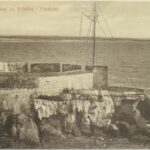 Foto preto e branco Peniche Antigo de Forte das Cabanas e Farolim da Ribeira