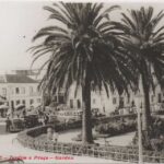 Foto preto e branco Peniche Antigo de Praça Jacob Rodrigues Pereira e Jardim em 1961/1962