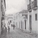 Foto preto e branco Peniche Antigo de Rua Marquês de Pombal em 1905