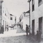 Foto preto e branco Peniche Antigo de Rua Marquês de Pombal em 1887/1890