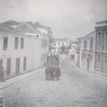 Foto preto e branco Peniche Antigo de Largo 5 de Outubro em inícios do século XX