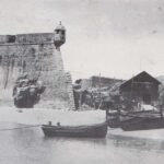 Foto preto e branco Peniche Antigo de Ribeira e Fortaleza cerca de 1905